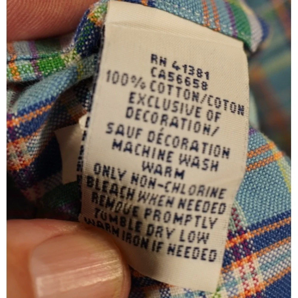 Ralph Lauren Shirt Mens 2XL Blue Plaid‎ Long Sleeve Button Down Cotton Casual